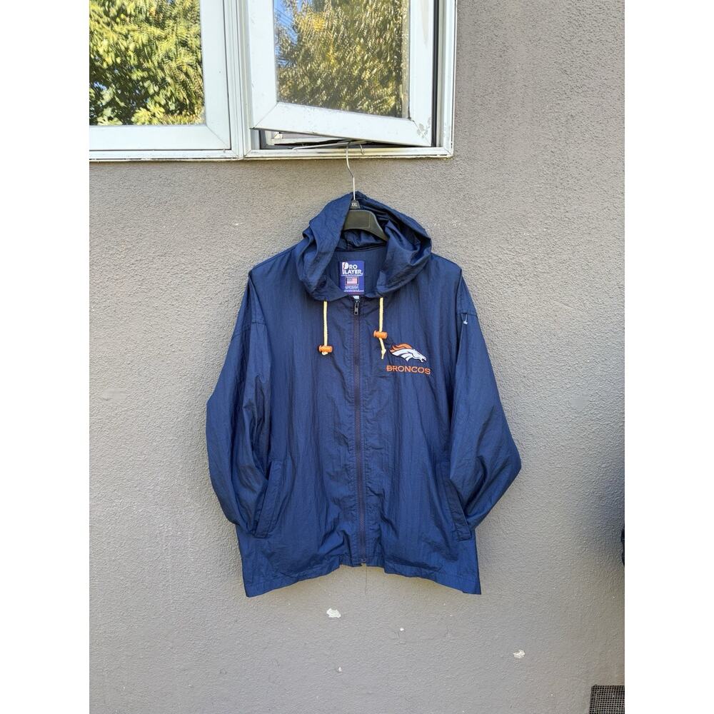 Vintage 90s Denver Broncos Pro Player Full Zip Jacket Windbreaker Size Large